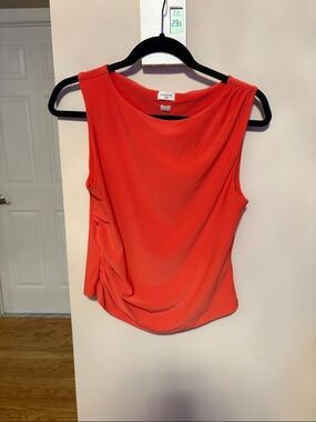 Babaton Coral-Red Draped Sleeveless Camisole